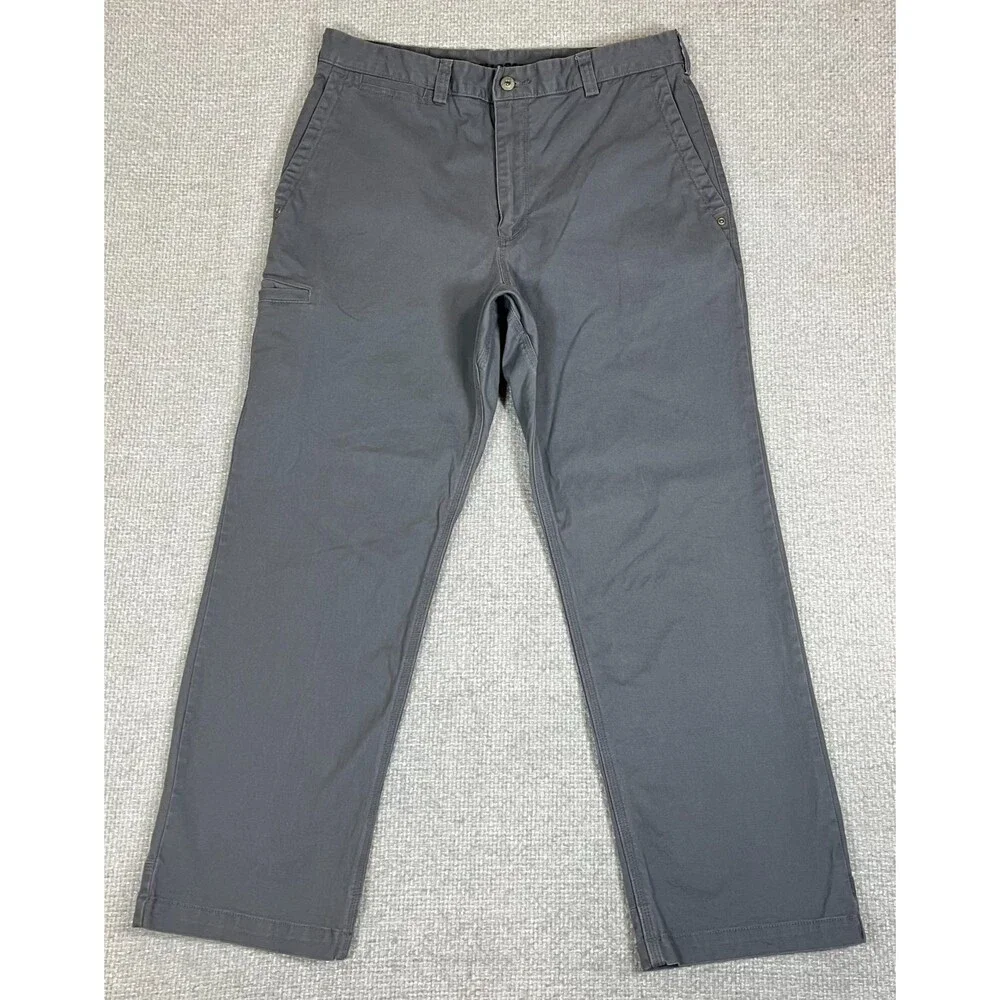 Duluth Trading Co Flex Ballroom Khakis Pants Mens 34x30 (Fit 34x29) Relaxed Gray